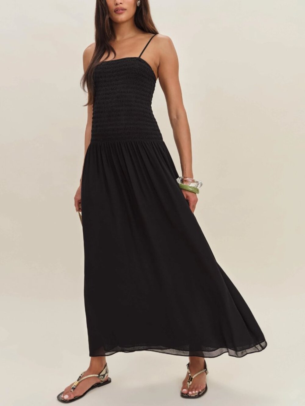 ✨ SALE Reformation Rudy Midi Dress Sz0 Black Noir Cocktail Casual Slip Vacation